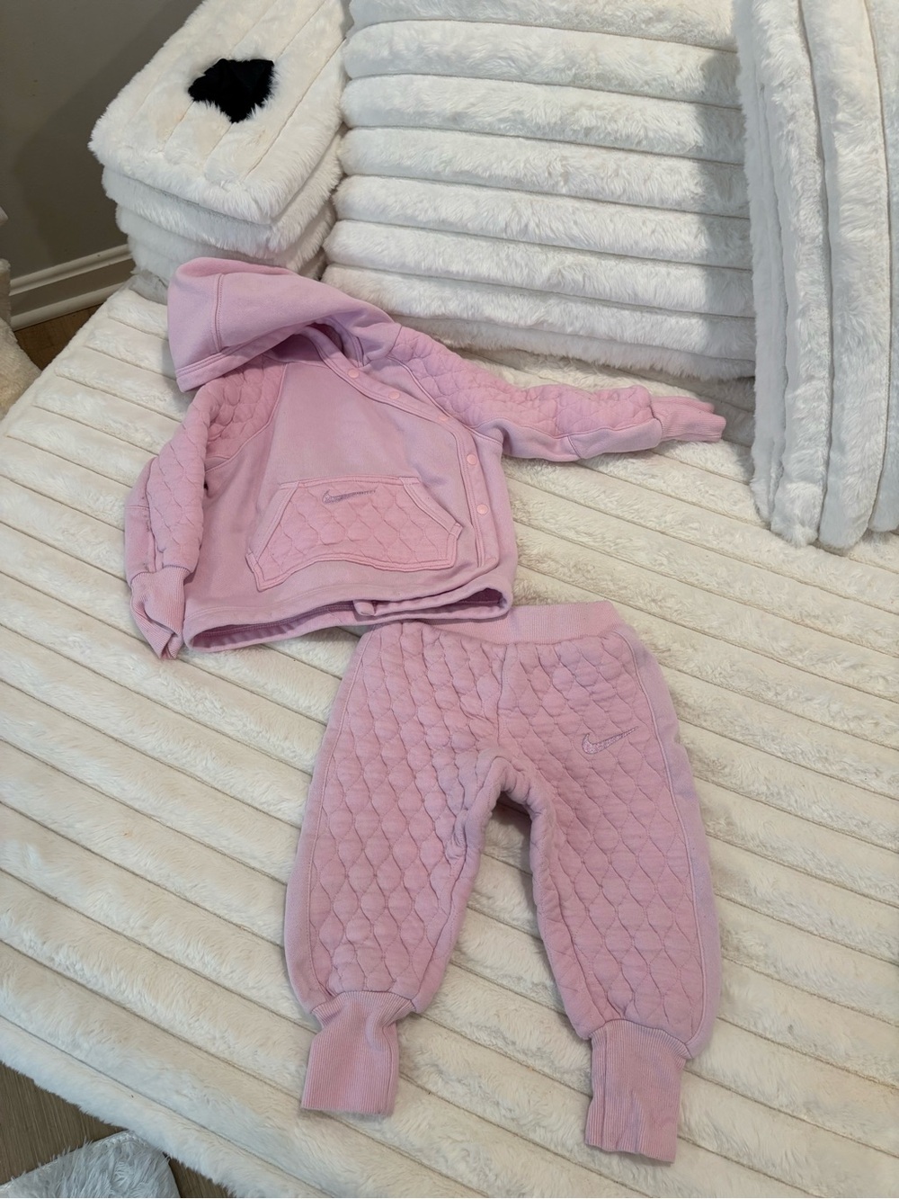Nike Kids Quilted Pink Hoodie & Jogger Set toddler